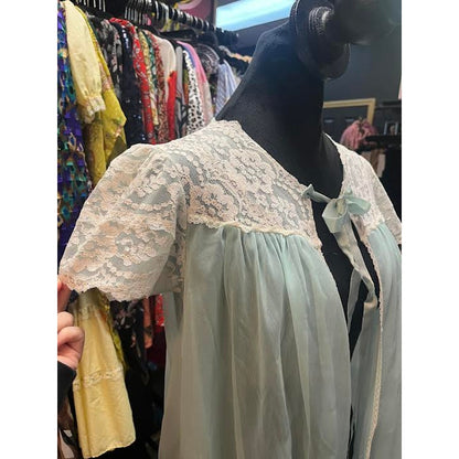 VINTAGE EDITH BED JACKET BLUE S