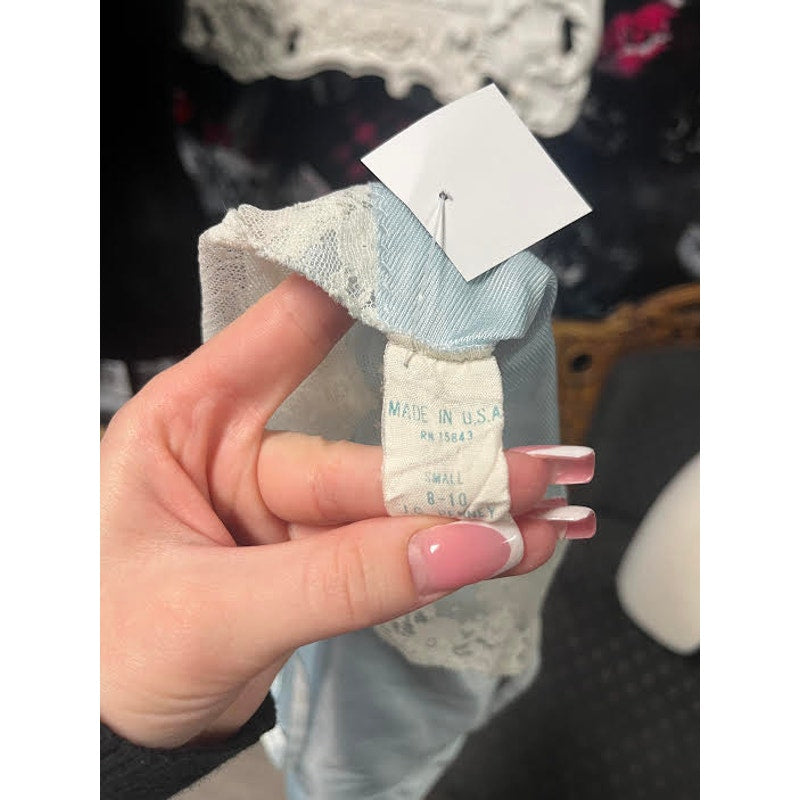 VINTAGE LIGHT BLUE LACE TEDDY