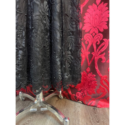 VINTAGE BEADED BLACK LAWRENCE KAZAR DRESS: LARGE