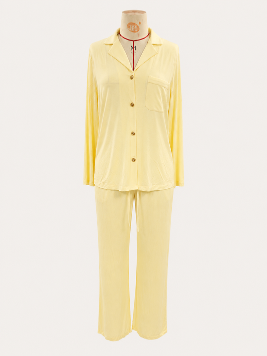 XZOOD 'SADE' SOFT BAMBOO WELLNESS PAJAMA SET: PASTEL YELLOW