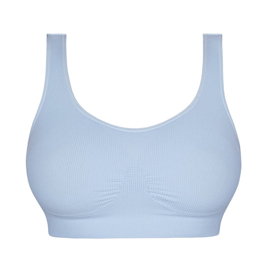 NON DISCLOSURE APPAREL FULL COVERAGE NIPPLE CONCEALING WIRE-FREE BRA (NON-PADDED): BLUE