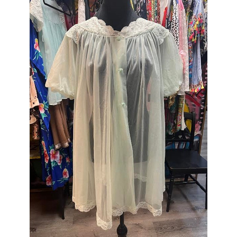 VINTAGE SHADOWLINE GREEN ROBE (PETITE S)
