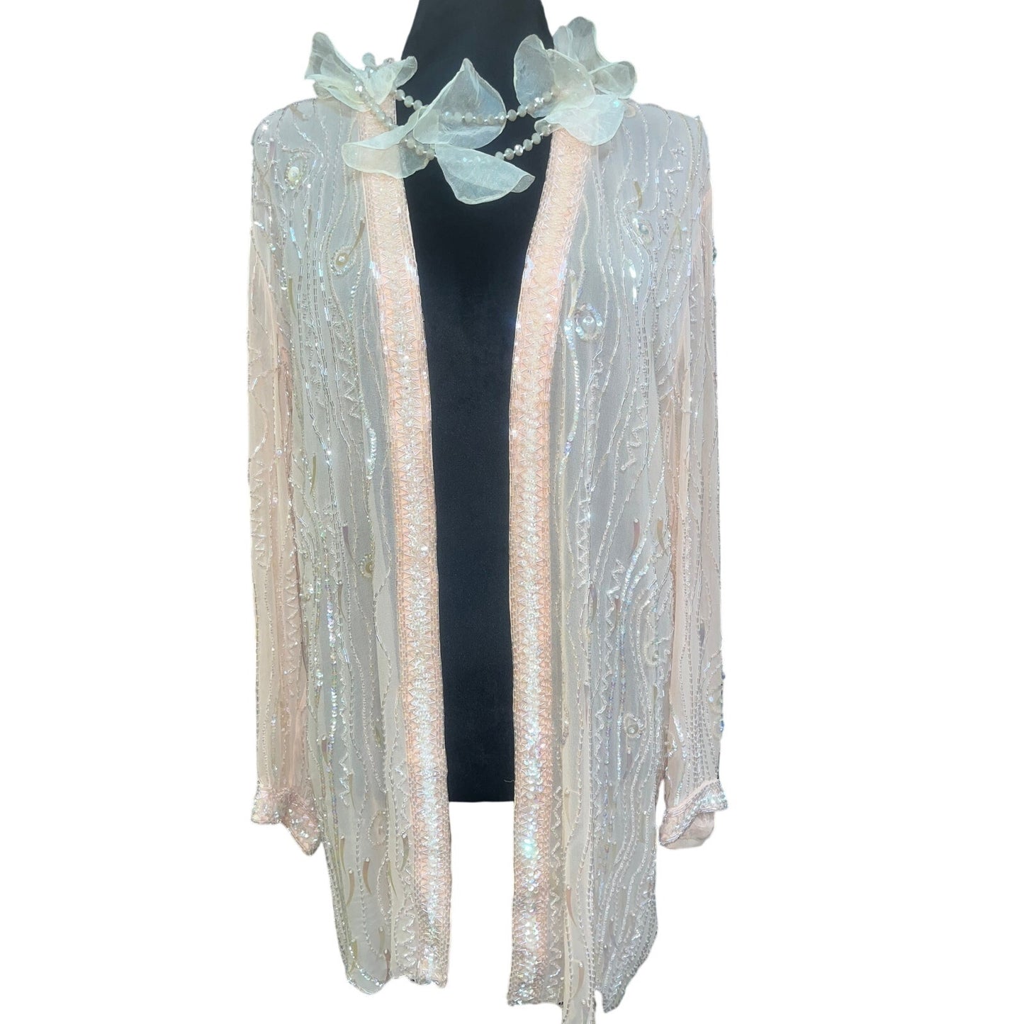 100% SILK BEADED BED/GLAM JACKET: MEDIUM/LARGE