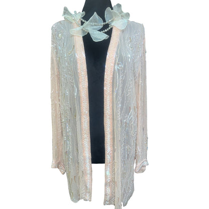 100% SILK BEADED BED/GLAM JACKET: MEDIUM/LARGE