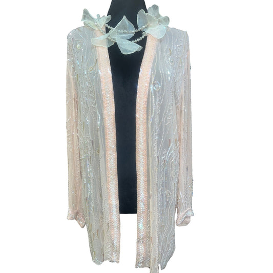 100% SILK BEADED BED/GLAM JACKET: MEDIUM/LARGE