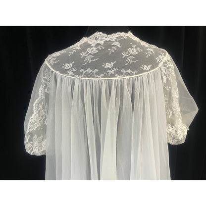 VINTAGE IVORY PUFF SLEEVE VICTORIAN DUSTER: MEDIUM/LARGE