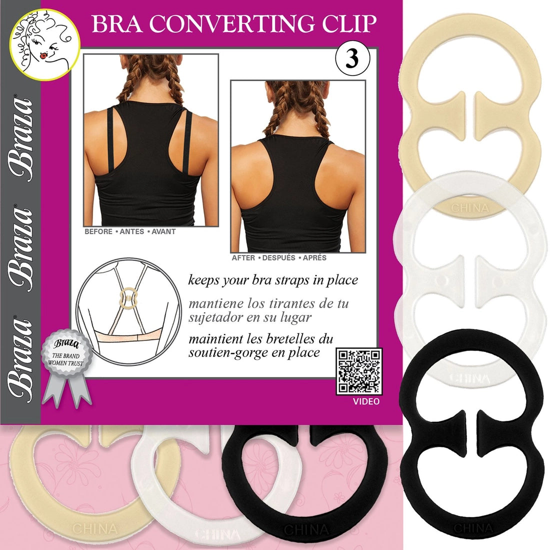 BRAZA BRA CONVERTING CLIPS (3 PACK)
