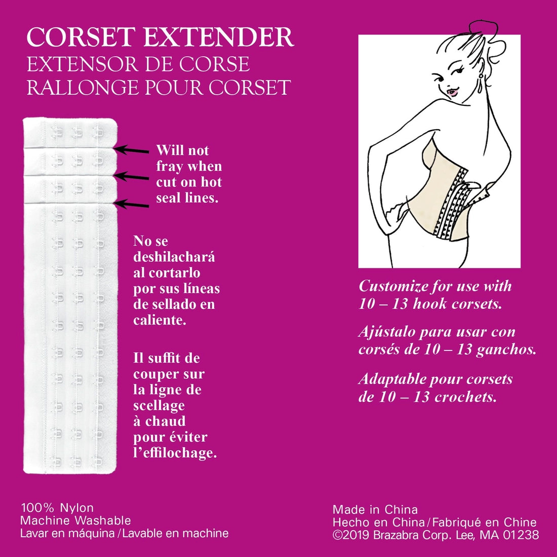 BRAZA CORSET 13-HOOK EXTENDER (IVORY)