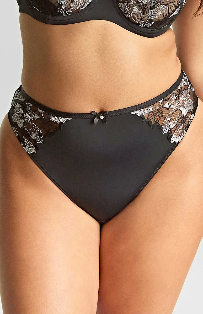 PANACHE MARLENE HIGH WAIST BRAZILIAN BRIEF: BLACK