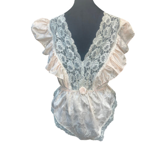 VINTAGE RETRO PEACH TEDDY: MEDIUM/LARGE