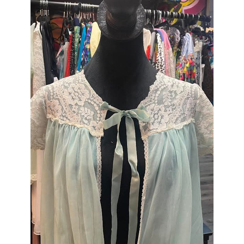 VINTAGE EDITH BED JACKET BLUE S