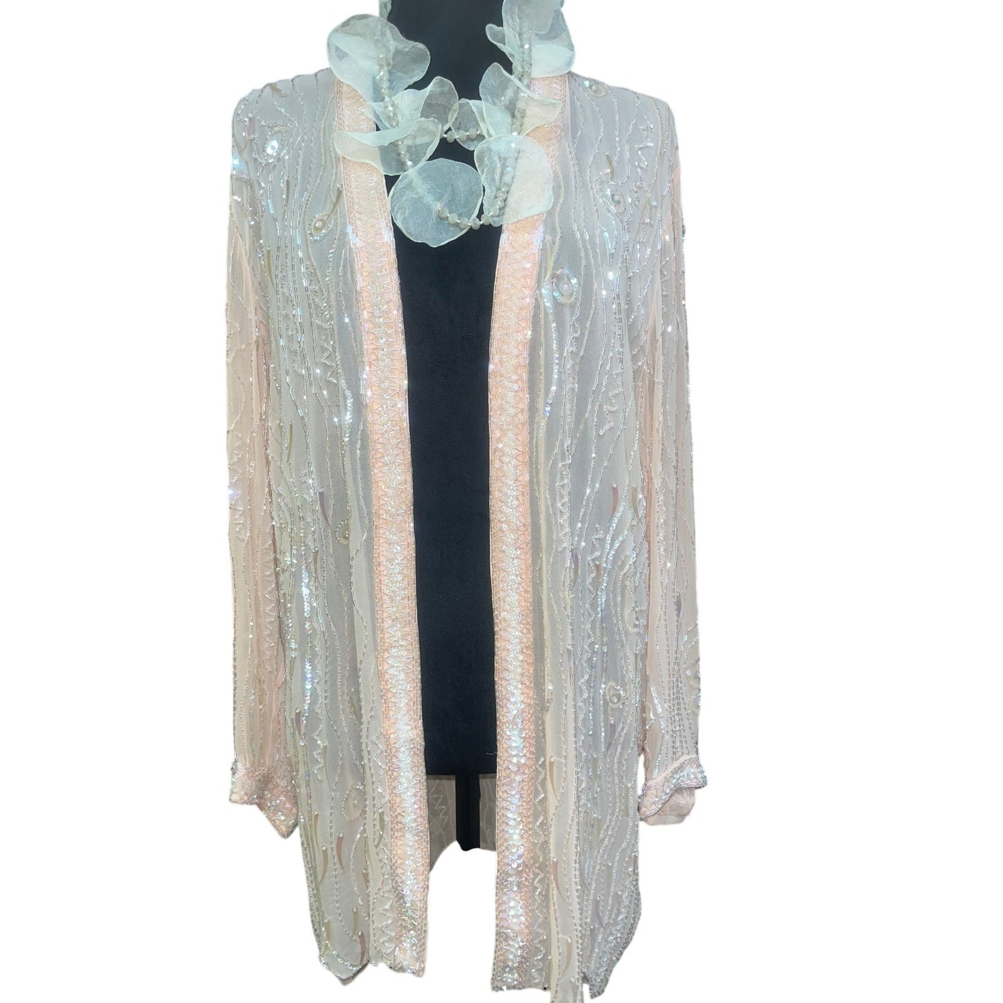 100% SILK BEADED BED/GLAM JACKET: MEDIUM/LARGE