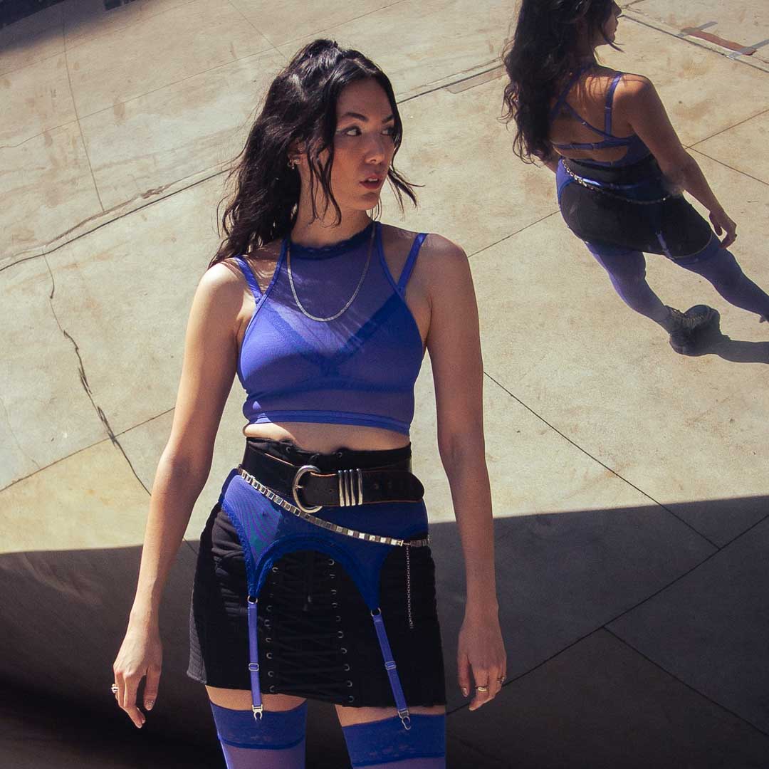 Ultramarine Mesh Adjustable Garter Belt