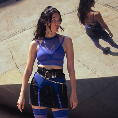 Ultramarine Mesh Adjustable Garter Belt