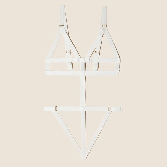 COSABELLA CLEOPATRA BONDAGE TEDDY WHITE: SIZE MEDIUM