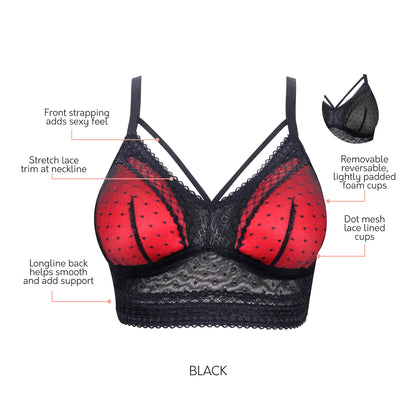 P6011 PARFAIT MIA DOT BRALETTE BLACK/RED