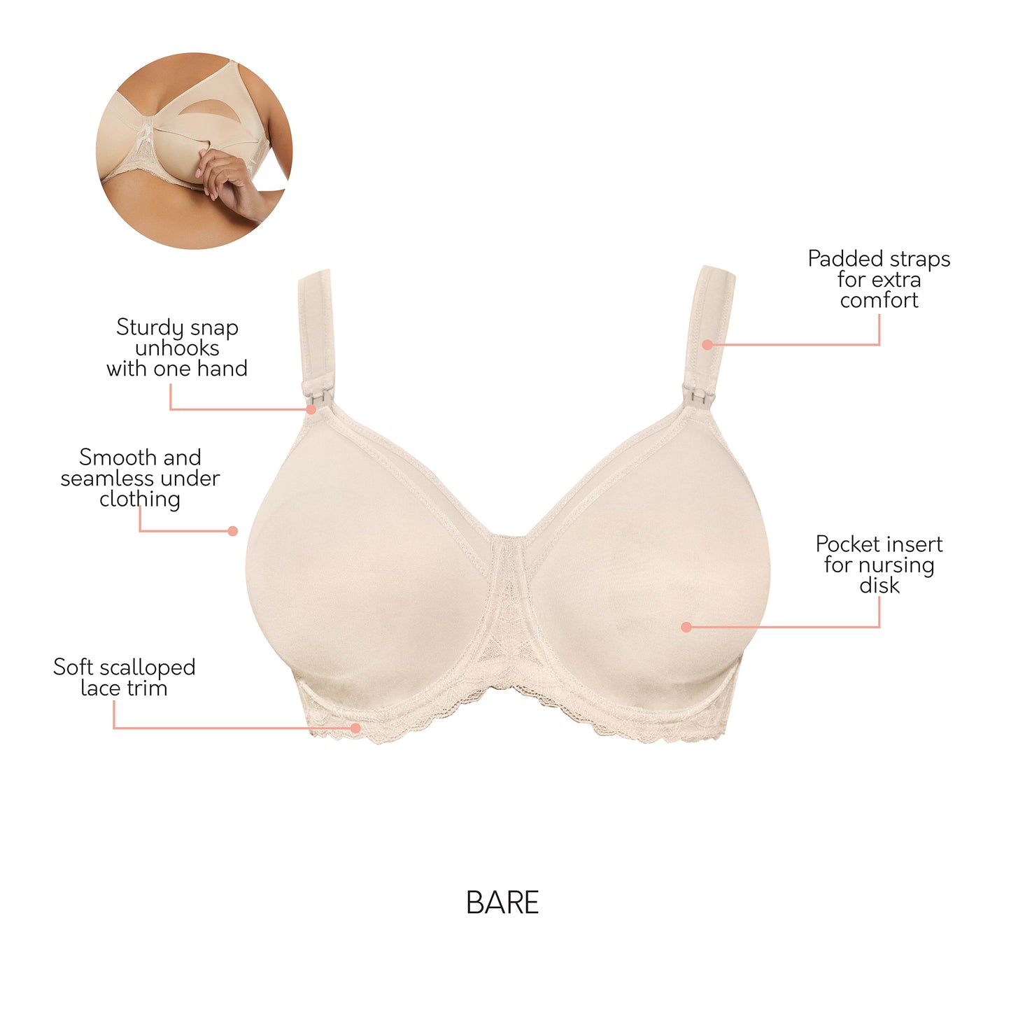 NB502 PARFAIT LEILA NURSING BRA BARE