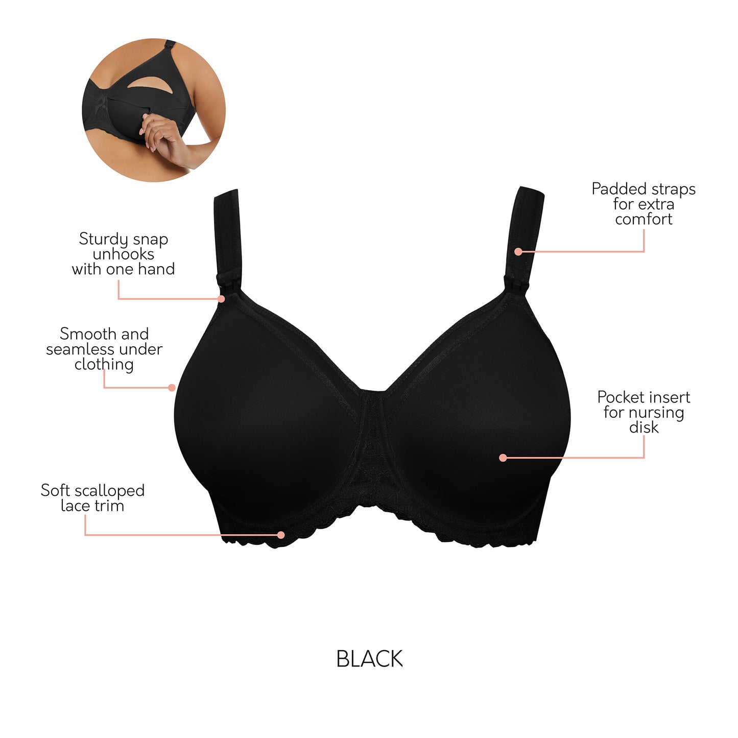 NB502 PARFAIT LEILA NURSING BRA BLACK