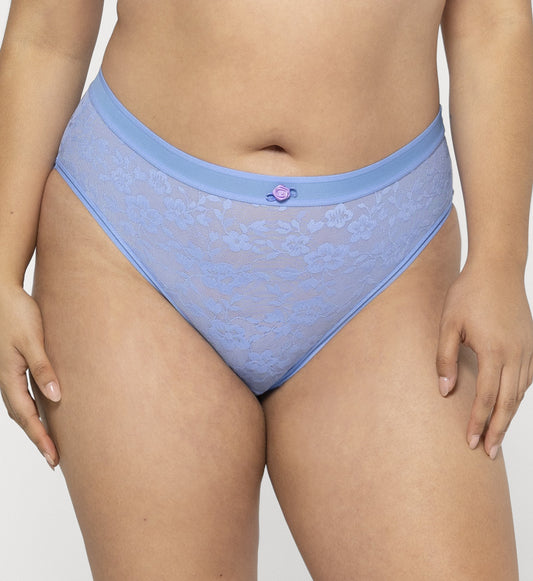 CURVY COUTURE LACE BRIEF: DENIM BLUE