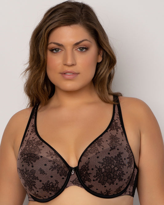 CURVY COUTOURE SHEER MESH PLUNGE