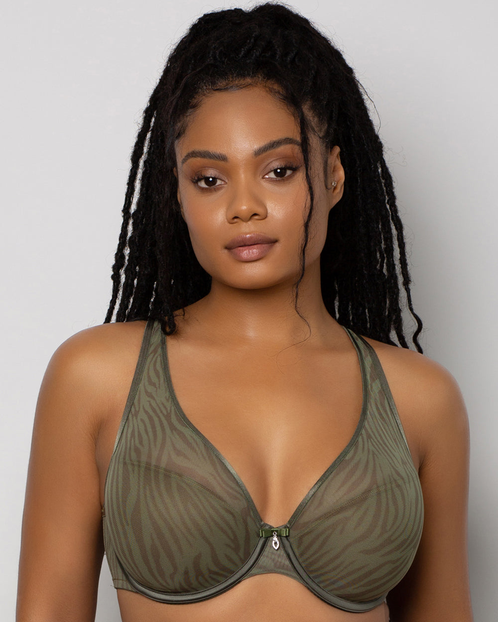 CURVY COUTOURE SHEER MESH PLUNGE