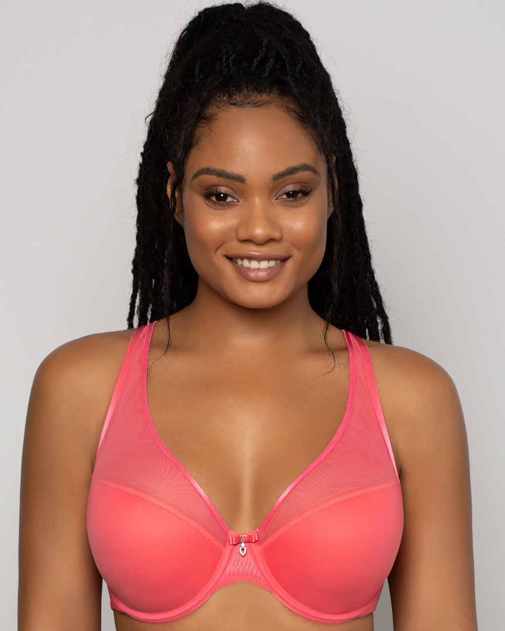 CURVY COUTOURE SHEER MESH PLUNGE