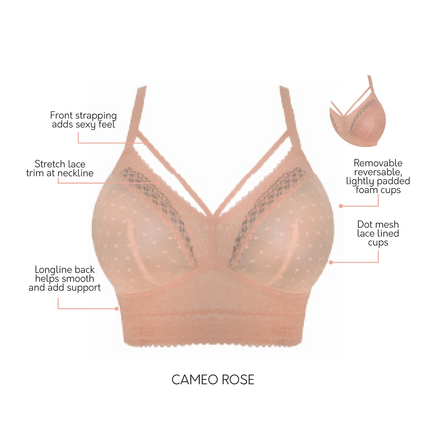 P6011 PARFAIT MIA DOT BRALETTE CAMEO ROSE